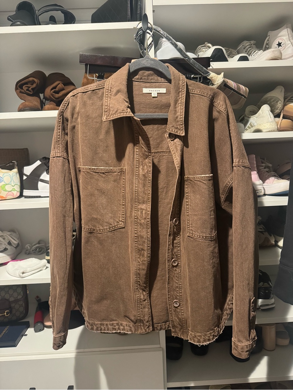PacSun Brown Cotton Utility Shirt Jacket